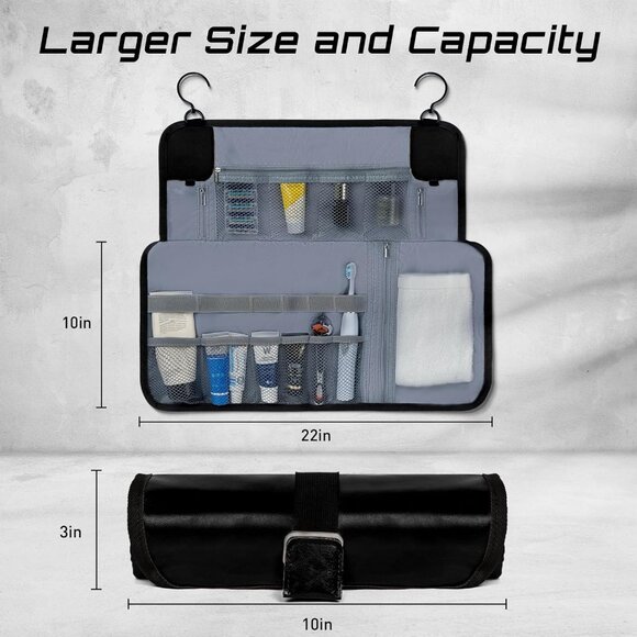 NWT Hanging Travel Toiletry Bag  Black or Brown - Picture 3 of 9